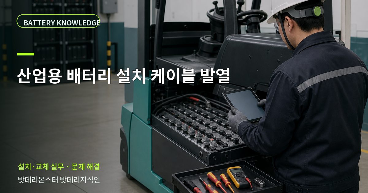 산업용 배터리 설치 케이블 발열의 확인 항목을 설명하는 산업용 배터리 교육 이미지