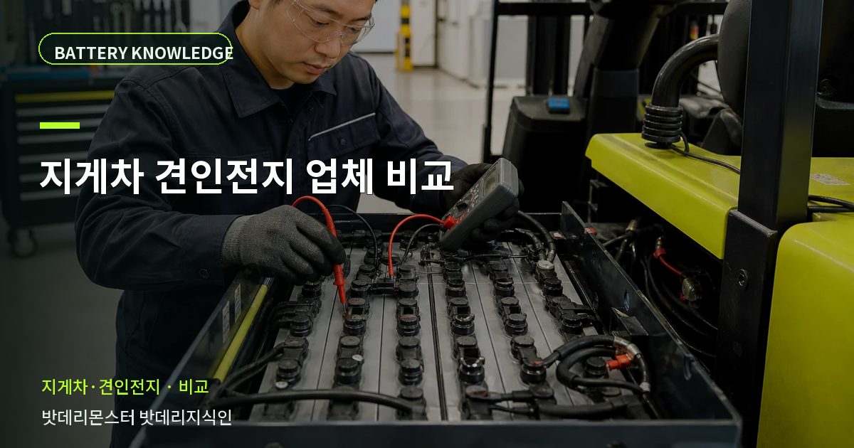 지게차 견인전지 업체 비교의 확인 항목을 설명하는 산업용 배터리 교육 이미지
